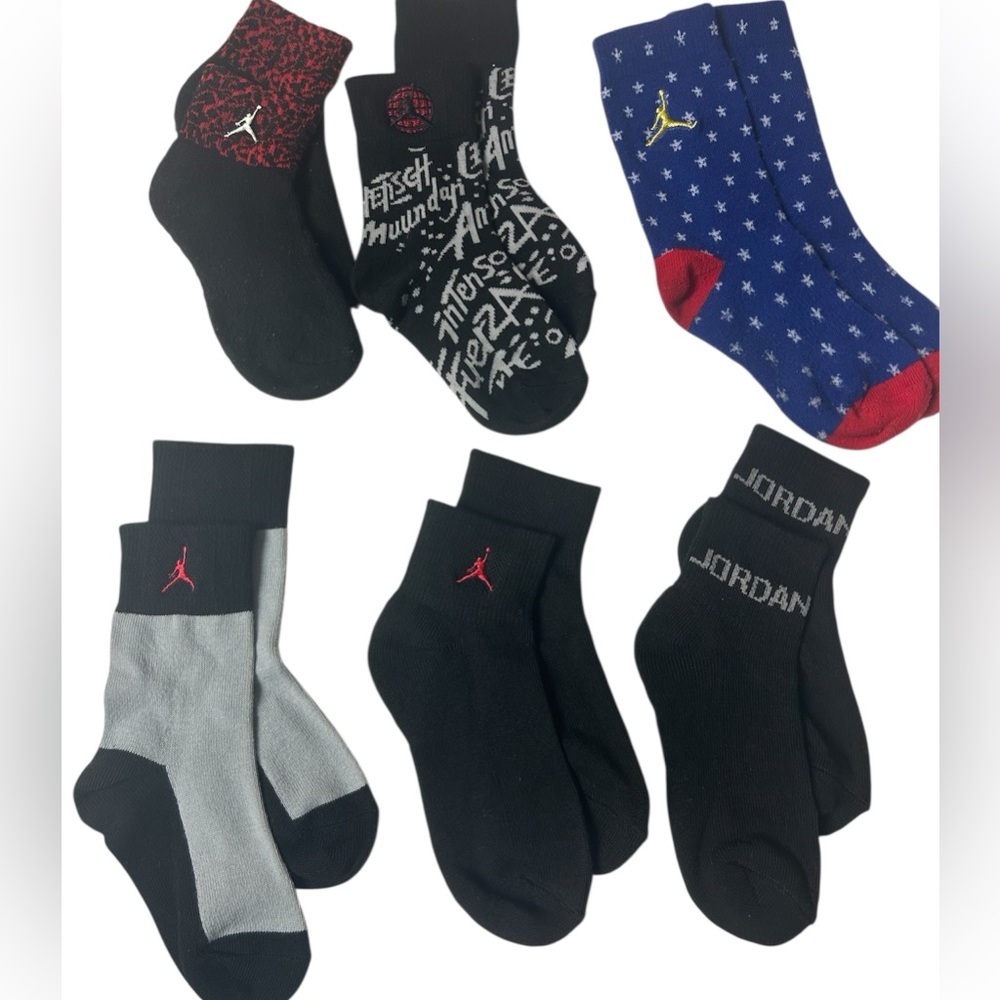 Jordan Boys Black, Gray, and Blue Athletic Socks